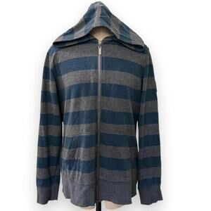 Roxy blue and gray striped zip up hoodie in a L